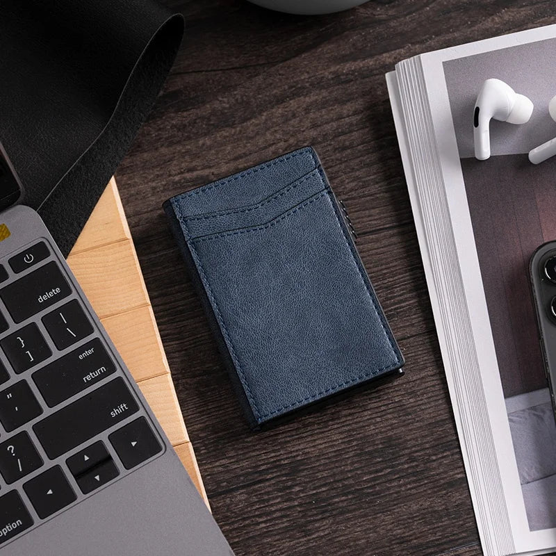 TILONSTAR TVC301 Custom Microfiber Leather Slim Minimalist Credit Card Holder RFID Aluminum Pop up Wallet