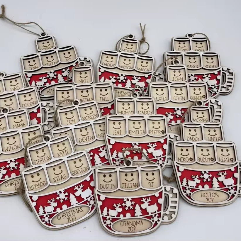 2024 Arbol De Navidad Personalized Blank  Laser Cut Plywood Christmas Ornament Navidad Decoracion Pendants