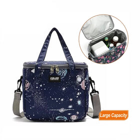 Lightweight Flower Printing Thermal Food Cooler Bag Print Cooler Bag Shoulder Picnic Lunchbox with Large Capacity for Boys Girls