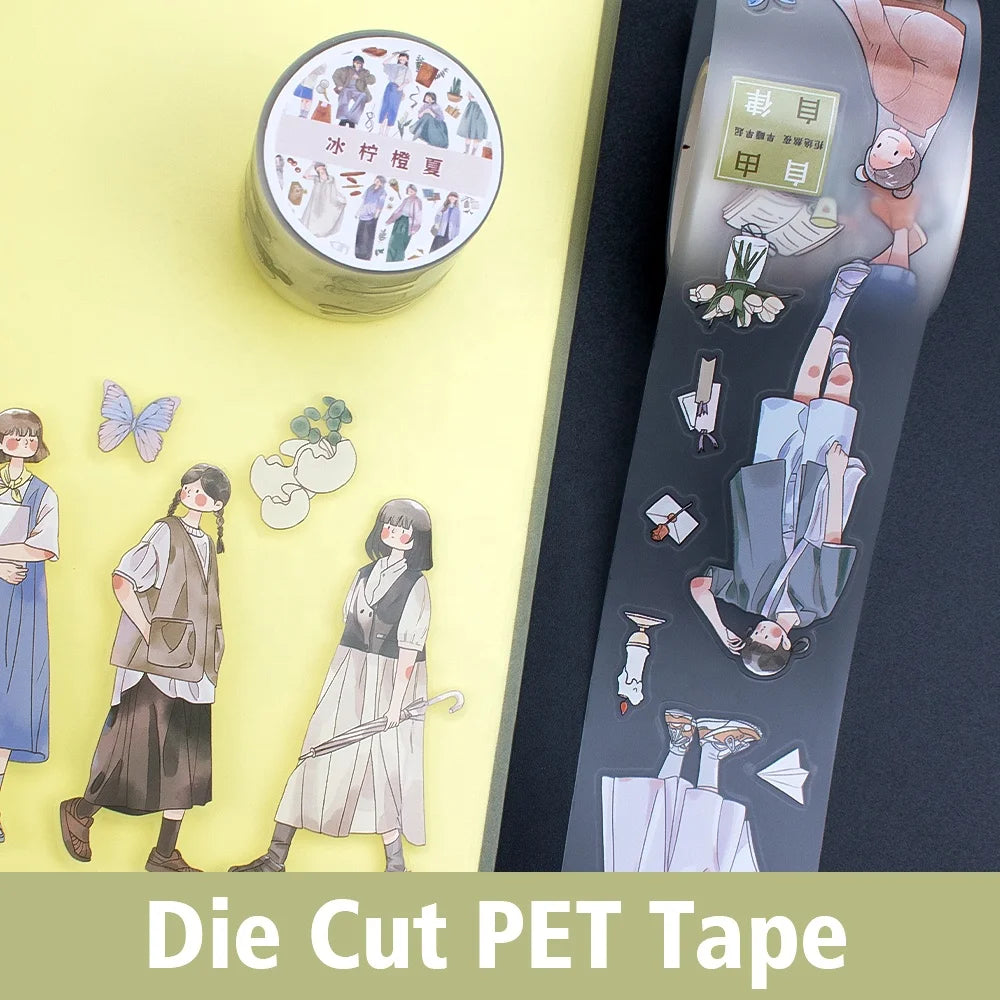 Custom Matte PET Tape Sticker Rolls for Scrapbooking High-end Die Cut Journal Stickers Manufacturer