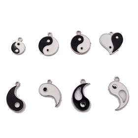 Enamel Alloy Gossip Pattern Yin Yang Charms Pendant Yoga Meditation Pendants for Earrings Necklace Bracelet Jewelry Making