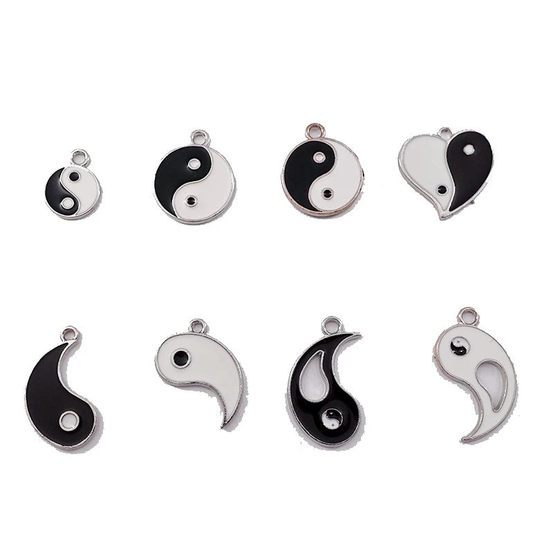 Enamel Alloy Gossip Pattern Yin Yang Charms Pendant Yoga Meditation Pendants for Earrings Necklace Bracelet Jewelry Making