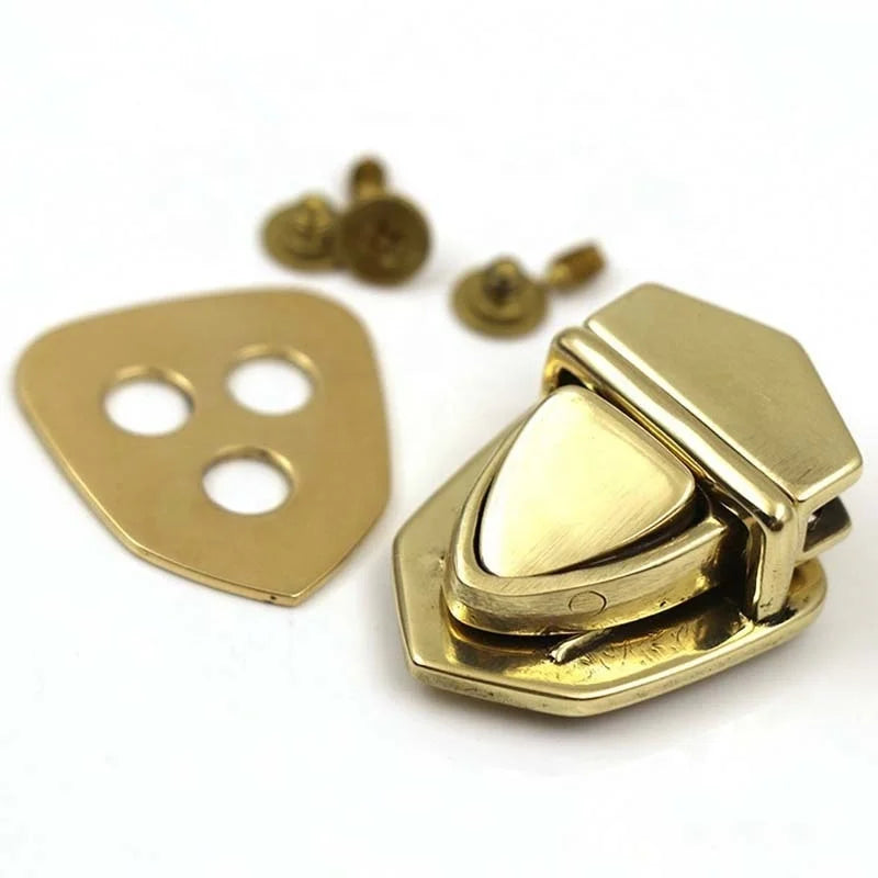 Meetee AP651 30*26mm Push Lock Hardware Accessories Brass Bag Turn Lock with Screw for Handbag Switch Lock Buckle