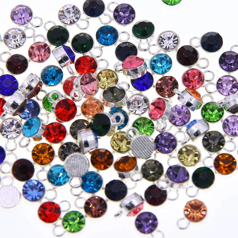 Crystal Dangle Charms Pendants Crystal Birthstone Handmade Dangle Bead Charms DIY Round Jewelry Charms
