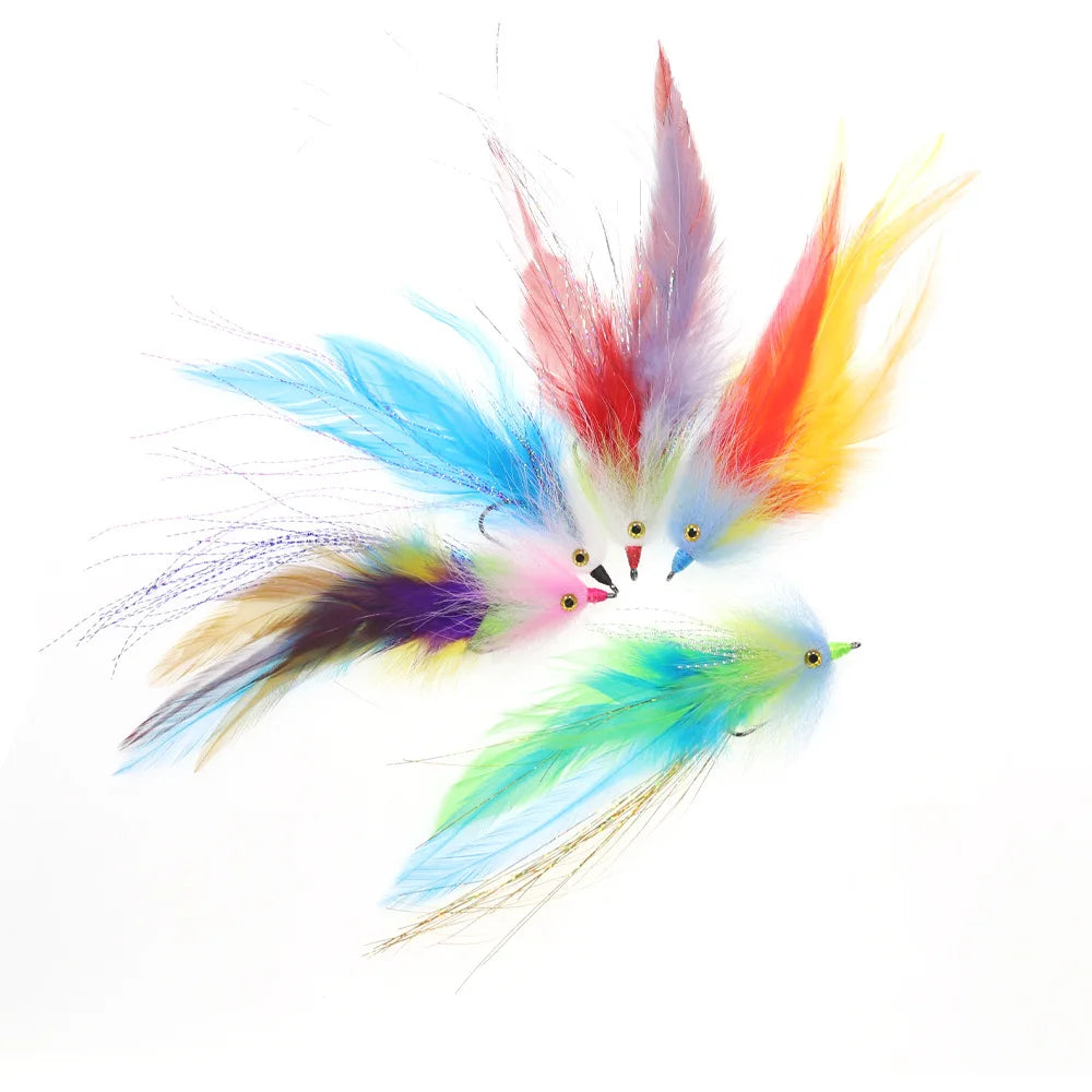 New Fly Fishing 5 Colors 2/0 Tube Flies for Salmon Pike Trout Muskie Flies Artificial Lure Bait Saltwater Fishing Tackle