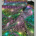 Custom Spiderweb Pattern Printed rainbow Iridescent Reflective Polyester Spandex Cloth Fabric for Rave Fashion Stylish Clothing