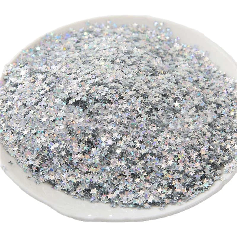 3mm Plastic Pentagram Star Shape Sequins PVC Nail Patch Diy Crystal Mud Filled Epoxy UV Glue Nail Sparkle Glitter Film Sequins