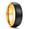 OAHLAN 8mm New Black Inner Tungsten Ring Brushed Gold Color Pure Tungsten Gold Mens Ring Classic Engagement Wedding Bands