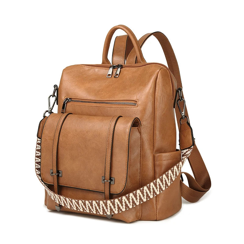 Wholesale Custom Vintage PU Leather School Backpack Low MOQ Waterproof Fashion Style with Zipper Closure Unisex for Men Women