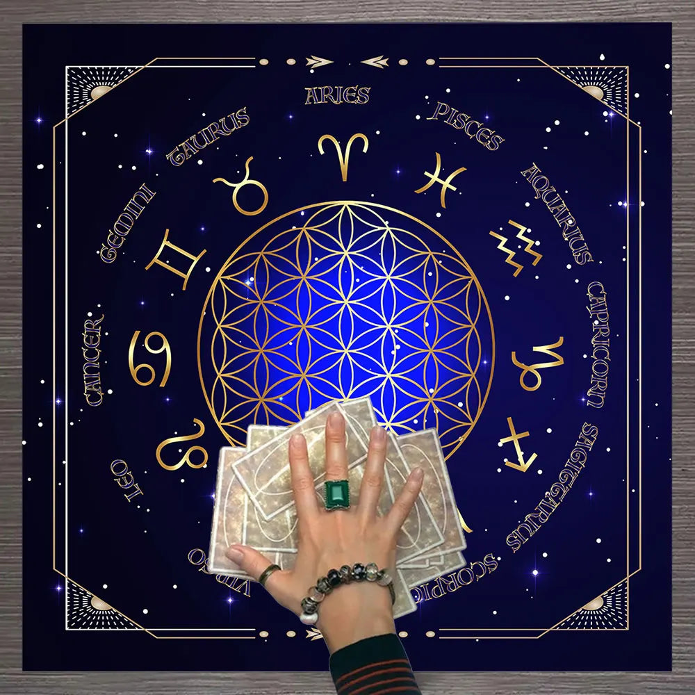 Tarots Tablecloth 12 Constellations Divination Altar Cloth Board Game Fortune Astrology Oracle Card Pad Drop Game Nonwoven Home