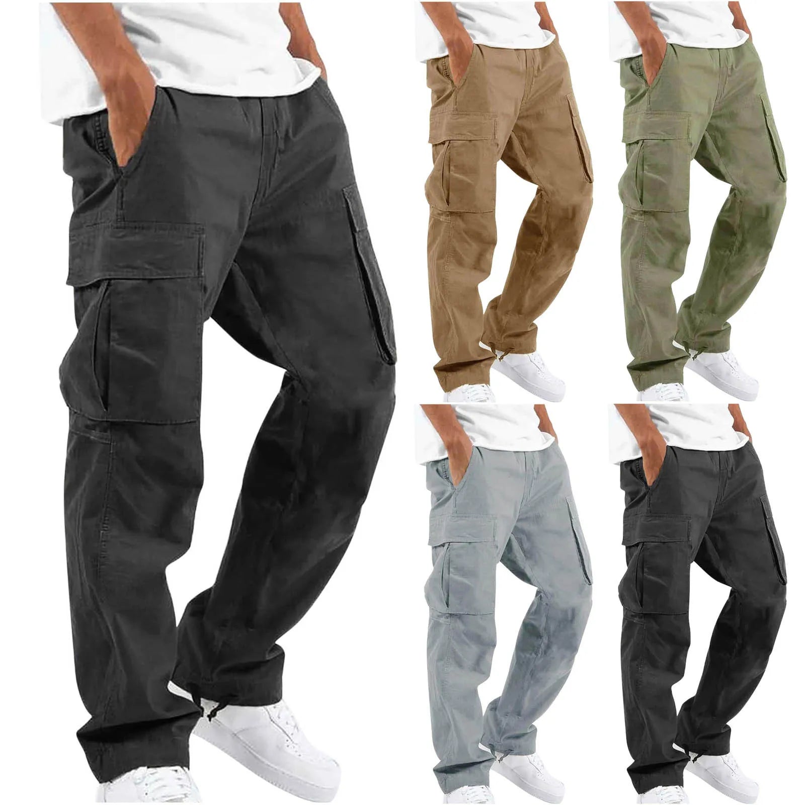 Men's Cargo Pants 2025 Summer New Lightweight Breathable Drawstring Multi-pocket Casual Men's Pants