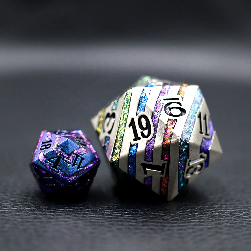 Polyhedral Rpg Dnd Board Game Custom Metal Stripe D20 33mm