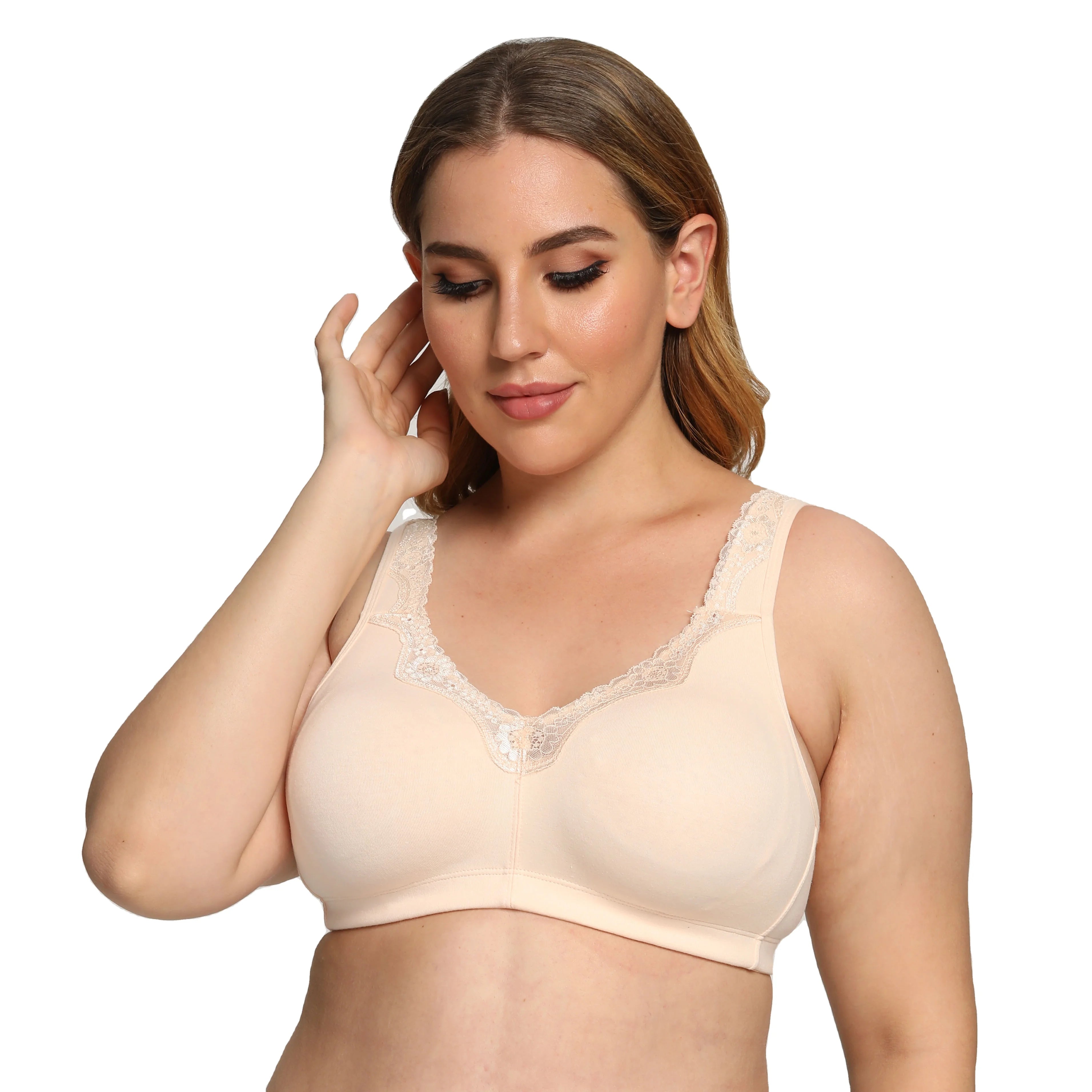 Womens Wirefree Bra Cotton Ropa Interior De Encaje ultra Thin Full Coverage Cups Bra Reggiseno Senza Ferretto Sujetador Sin Aros