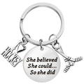 I love Heart Hockey Keychain She Believed She Could so She Did Key Ring Gift for Hockey coach Bag Car Accessories Key Chain