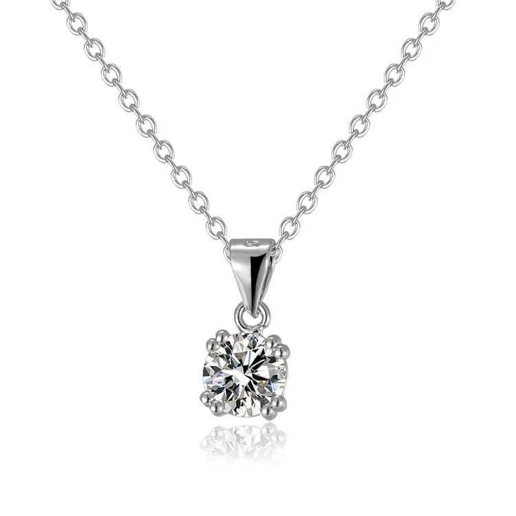 OLAN Fashion Jewelry 1.0CT Round Cut VVS1 Moissanite Pendant 925 Sterling Silver Moissanite Necklace for Women