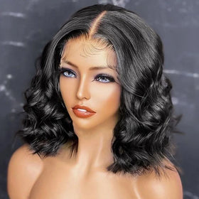 10inch to 16inch Soft Natural Loose Wave Large Lace bob Wigs Human Hair Lace Frontal bob Wig