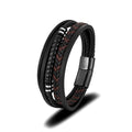 Fashion Man Leather Jewelry Personalized Magnetic Braided Genuine Leather Bracelet for Man