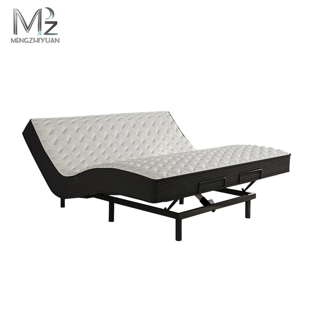 Adjustable 2-Motor Electric King Size Metal Bed Frame Durable Foam Mattress Foldable Head Foot Tilt Bedroom Dividable Extendable