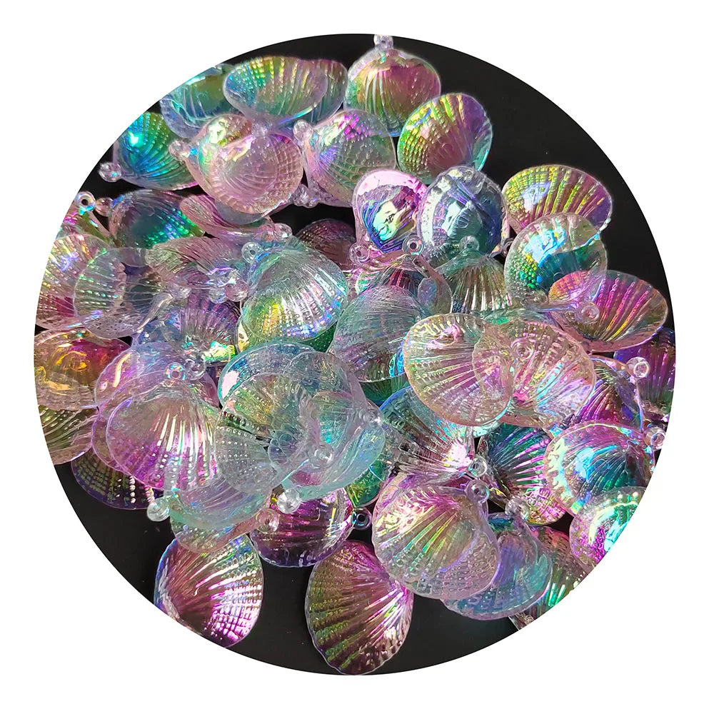 Aurora Sea Shell Charms 3D Resin Flat Back Cabochon for Slime Decorations DIY Nail Accessories