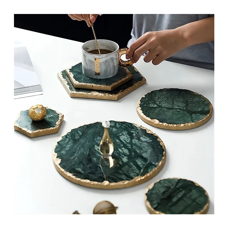 Customizable Hexagonal Natural Marble Coasters-Classic Multi-Thickness Options Wholesale Handicrafts for Gift-Giving Supermarket