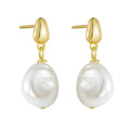 Fashion Personality S925 Sterling Silver Jewelry Gold Plated Tassel Long Chain Natural Pearl Drop Earrings for Women Girls