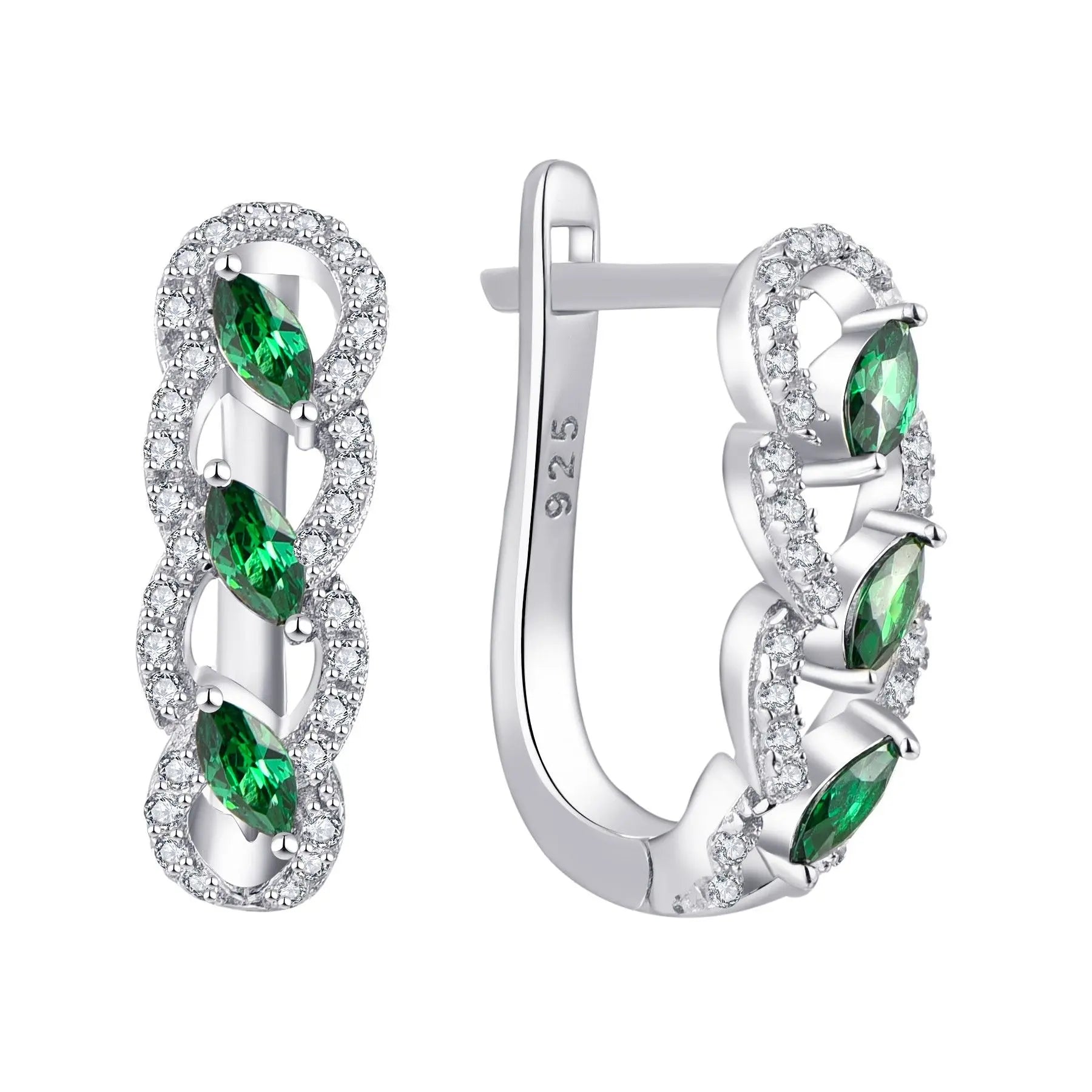Spot Earrings Hot Selling 925 Sterling Silver Green Color Zircon Stud Earrings Jewelry Women