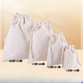 Simple Canvas Women's Drawstring Bag LOGO Custom Female Large Shopping Bags Solid Color Cotton Linen Gift Storage Bag