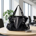 Customizable Large PU Leather Zipper Adjustable Strap Portable Reusable Summer Casual Daily Shopping Tote Bag
