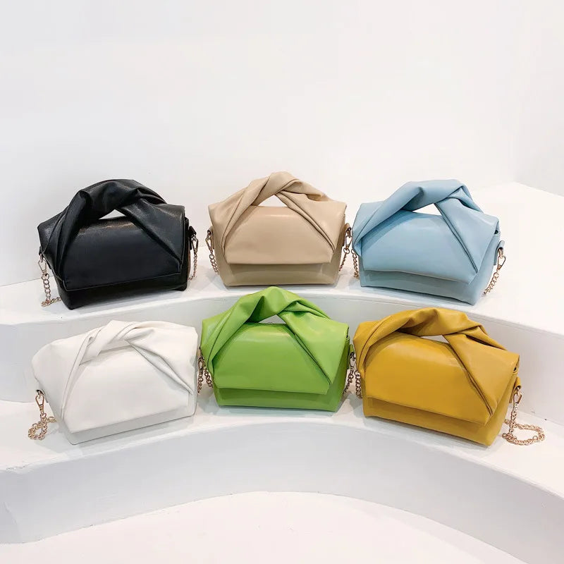 Summer Fashion Handle Chain Pleated Cloud Hand Bags Shoulder Leather Purses Pure 2023 Ladies Mini Handbag for Women