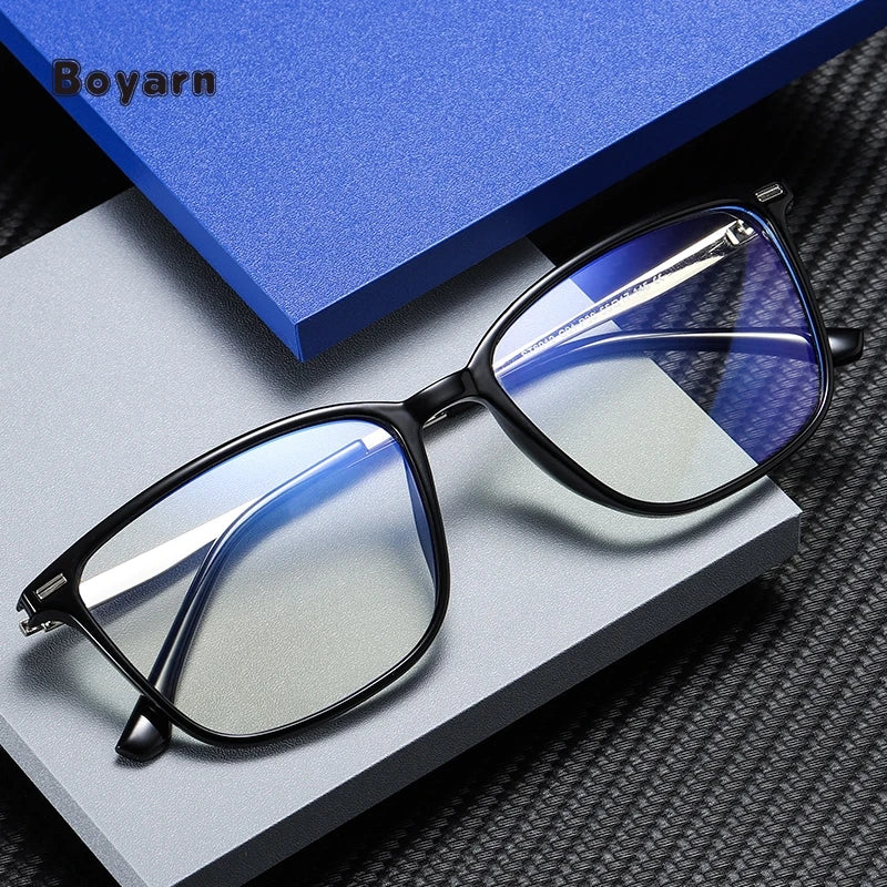 Boyarn Vintage Rectangle Men Women Adults Unisex Fashion Anti Blue Light Eyeglasses Blocking Glasses Eyewear