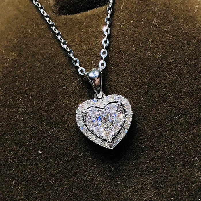 CAOSHI Hot Valentine's Day Jewelry Gifts Heart Pendant Necklaces Women 18Inch Cubic Zirconia Lover Girlfriend Ladies Necklaces