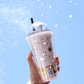 Cute Printed Milk Summer Use Portable Water Cup Student Sports Takeaway Cup Crystal Plastic Space Water Bottle