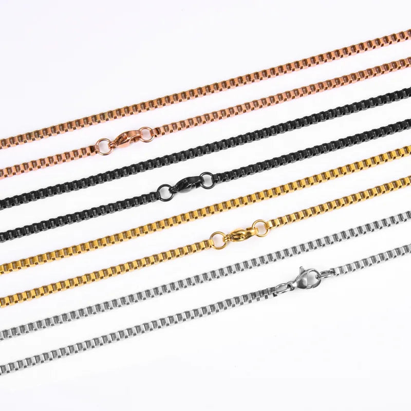 New 18K Gold Plated Stainless Steel DIY Box Chain Necklace for Jewelry Making