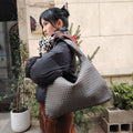 3078 -1 Custom Hot Sale Women's PU Leather Woven Braided Tote Bag Fashionable Woven Designer Ladies Shoulder Bags Zip for Winter