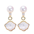 18K Gold-plated Luxury Sea Shell Pearl Jewelry Natural Freshwater Pearl Earrings for Women