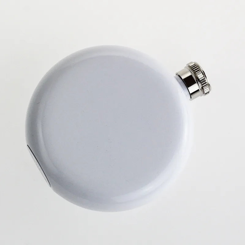 5oz Wholesale 304 Stainless Steel White Blank Sublimation Round Whiskey Alcohol Liquor Hip Flasks with Rhinestone Crown Lids