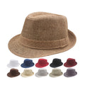 Wholesale Summer Strap Solid Color Classical Fedora Panama Jazz Leisure Fashion Hats Caps With Match Color Strap