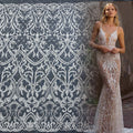 Wedding Dress Colorful 100%  Polyester Beaded White Lace Fabric