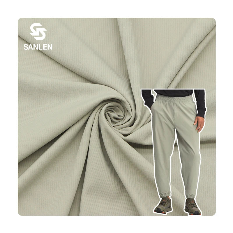 Soft Touch Cool 70D Breathable Sportswear Pants 90 Nylon 10 Spandex Quick Dry 4 Way Stretch Stripe Fabric for Trouser