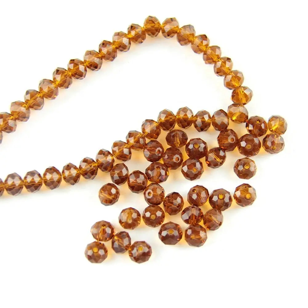 10 Strands/Lot 2-12mm Dark Amber Color Crystal Rondelle Spacer Beads for Jewelry Making Diy Beads