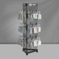 Metal Triangular Mesh Display Rack Retail Store Display Rack Grid Board Display Rack with Hooks Universal Wheels Customizable
