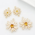 Factory Wholesale 14K Gold Plated Diamond Oil Drop Daisy Shape Zircon Sunflower Diy Jewelry Making Charm Accessories
