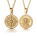 Trendy Custom ODM Greek Medusa Coin Stainless Steel Jewellery Compass Jesus 18K Gold Plated Men Charm Pendant Necklace Jewelry