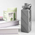 Eco-Friendly 620 ML Collapsible BPA-Free Silicone Square Portable Outdoor Sports Travel with Lid Water Bottle