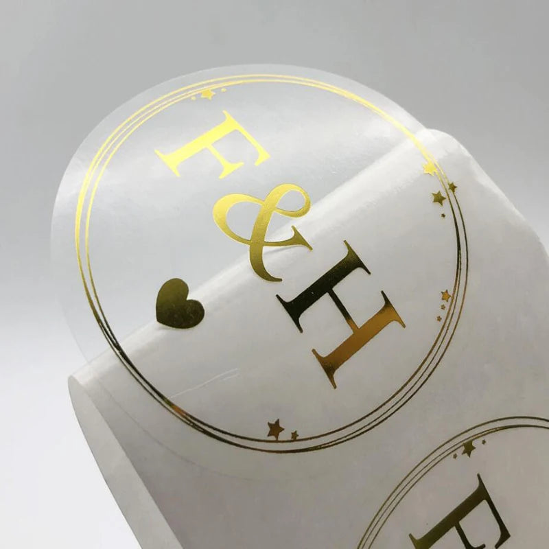 Round Rectangle Self Adhesive Printing Clear Gold Foil Silver Foil Stickers Transparent and White Logo Label for  Packaging