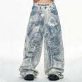 YUCHEN Custom 100% Cotton Mens Loose Straight Stonewashed Jeans Full Digital Printed Camouflage Denim Cargo Pants