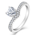 YILUN Heart CZ Diamond Customizable Wedding Band Ring 925 Sterling Silver Rhodium Plating Engagement Ring Jewelry for Women