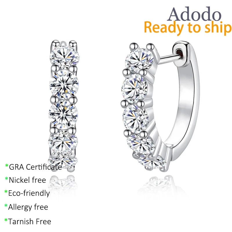 Classic Daily Ware Fine18k Gold Plated S925 Silver VVS1 GRA Moissanite Hoop Earrings Silver Jewelry for Women