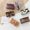 Retro Haarklammer Lattice Square Shark Large Claw Clips Memphis Acetate Checkered Hair Clips for Women