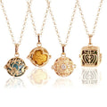 Fashion Hollow-out Perfume Pendant Necklaces Aromatherapy Essential Oil Sweater Chain Magic Box Volcanic Stone Necklace for Girl